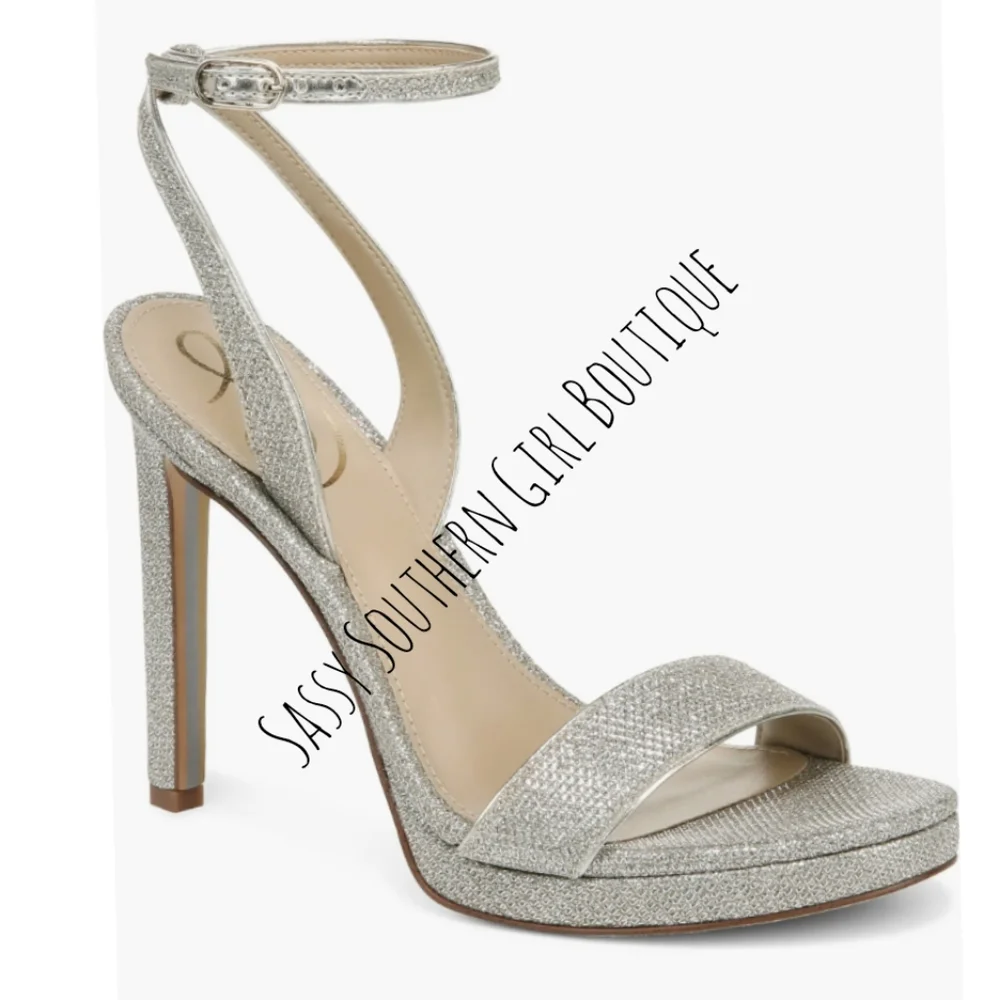 ⭐🆕Shimmer Sam Edelman jute metallic ankle strap heels
